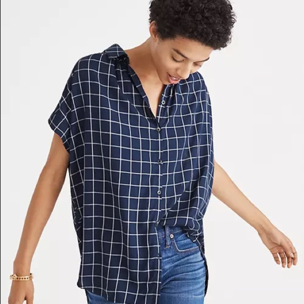 Madewell Women’s Central Shirt Navy Windowpane S